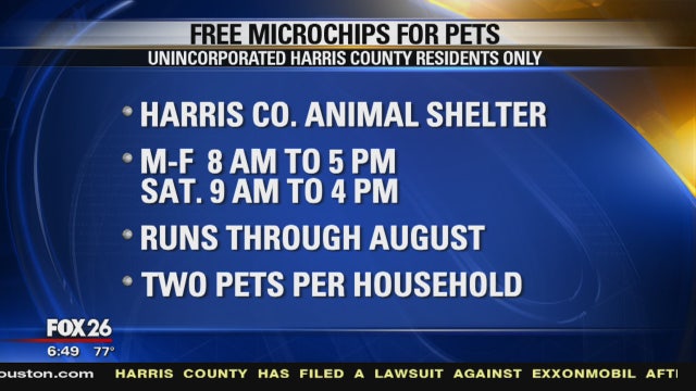 Free pet microchips for residents in unincorporated Harris County