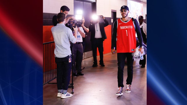 Houston Astros show support for the Houston Rockets