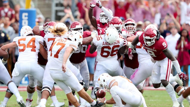 #19 Texas Longhorns beat #7 Oklahoma Sooners 48-45 on FOX