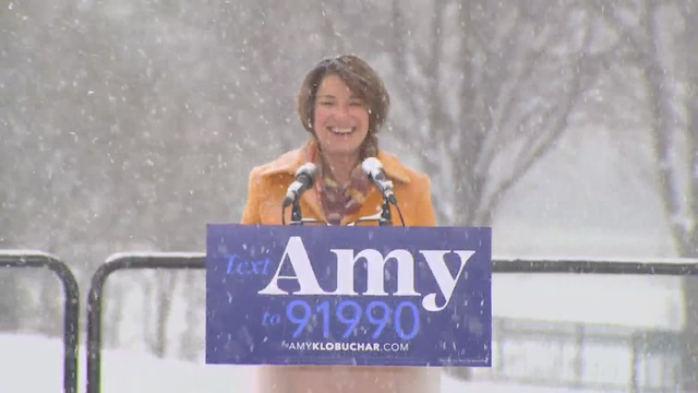 Amy Klobuchar launches presidential bid during snowy Minneapolis rally