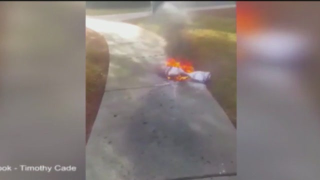 Man's new hoverboard catches fire