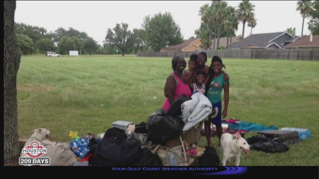 Three adults, four kids, two dogs left homeless in a field