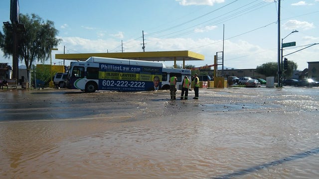 City bus gets stuck after sinkhole opens in Phoenix