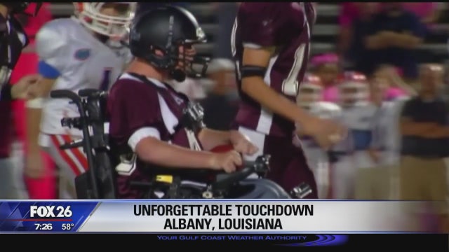 Middle school football touchdown touches hearts