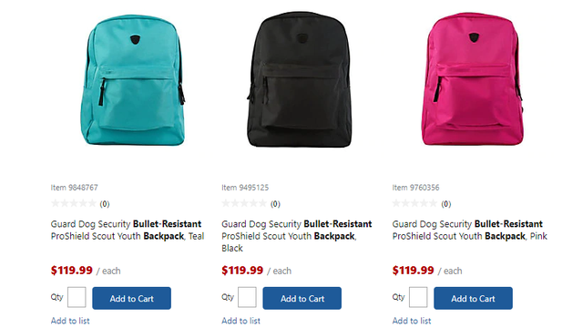 Bulletproof backpacks available online for back-to-school