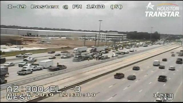 Crash involving heavy truck, SUV shuts down Eastex Freeway NB near FM 1960