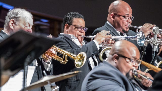 Jazz Houston orchestra performing at Hobby Center