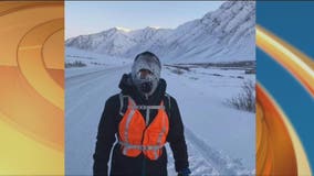 Kevin Kline runs up and over a Alaska mountain on Day 4 of Delivering Hope Run