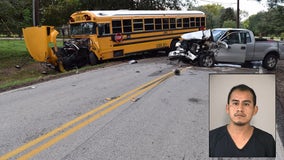 FBCSO: Pick-up truck driver fled from school bus crash, left his damaged vehicle behind