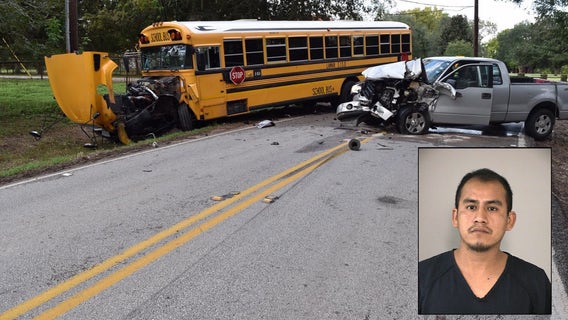 FBCSO: Pick-up truck driver fled from school bus crash, left his damaged vehicle behind