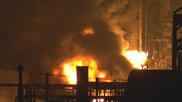 How dangerous is the gas burning in the refinery explosion in Port Neches?
