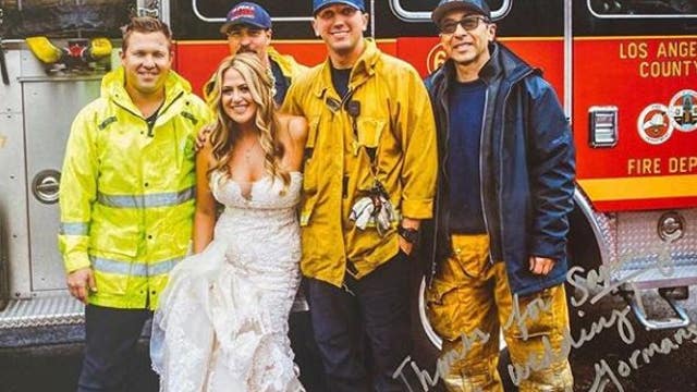 LA County firefighters give special escort to bride stuck in traffic jam