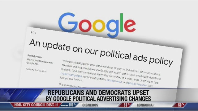 Google has Democrats and Republicans agreeing, neither like the changes in political ads online