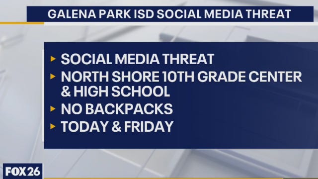 Galena Park ISD prohibits backpacks after social media threat