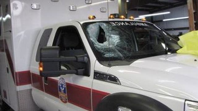 ‘Senseless act’: Concrete thrown into windshield of ambulance in NW Harris County