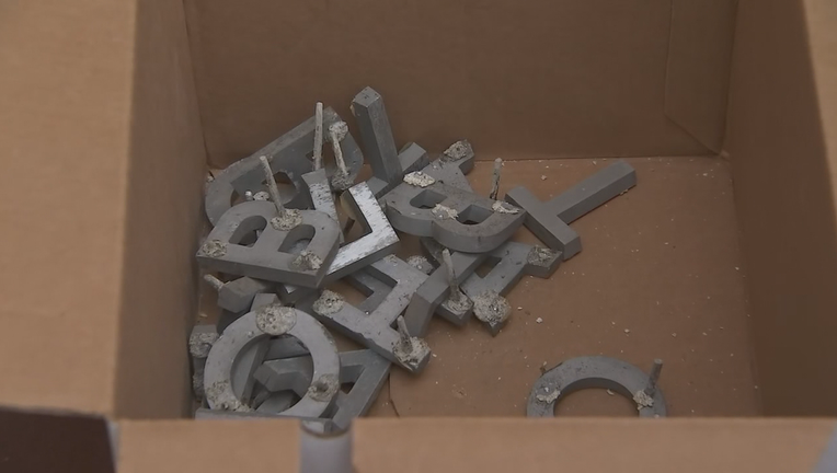 The letters B-O-A-L-T were discarded in a box in front of the school, which will now be simply known as The Law Building. Jan. 30, 2020