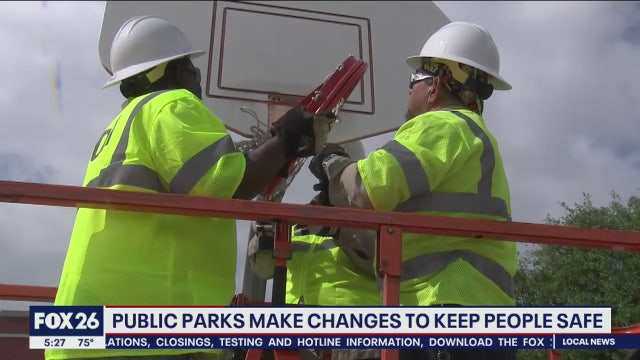 Houston removes basketball rims at parks to enforce social distancing