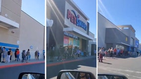 Long line of shoppers wait outside reopened Ross store in Las Vegas