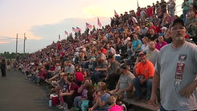 Thousands of racing fans pack the stands at North Carolina speedway