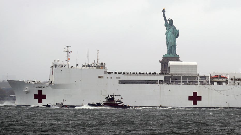 USNS Comfort Leaves NY Harbor As NYC Coronavirus Cases Decline