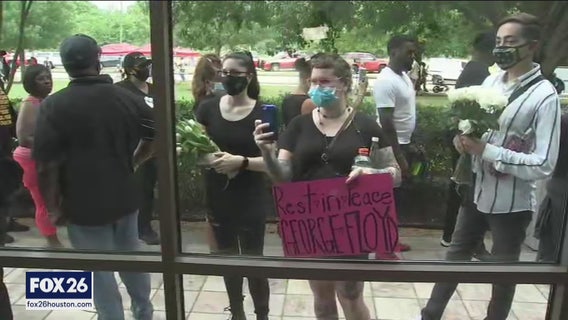 Mourners react to George Floyd's public viewing in Houston