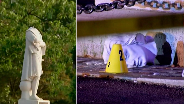 columbus statue beheaded in boston