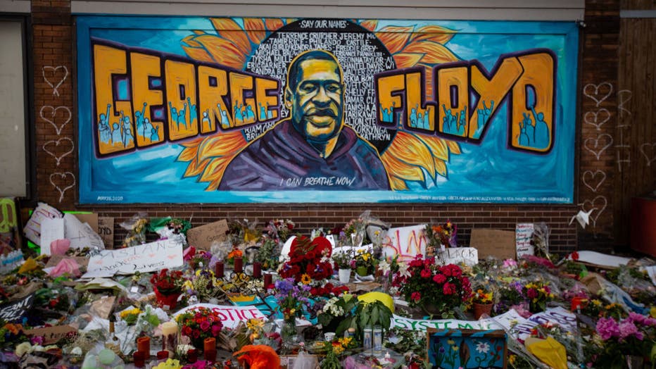 The makeshift memorial outside Cup Foods where George Floyd was murdered by a Minneapolis police officer