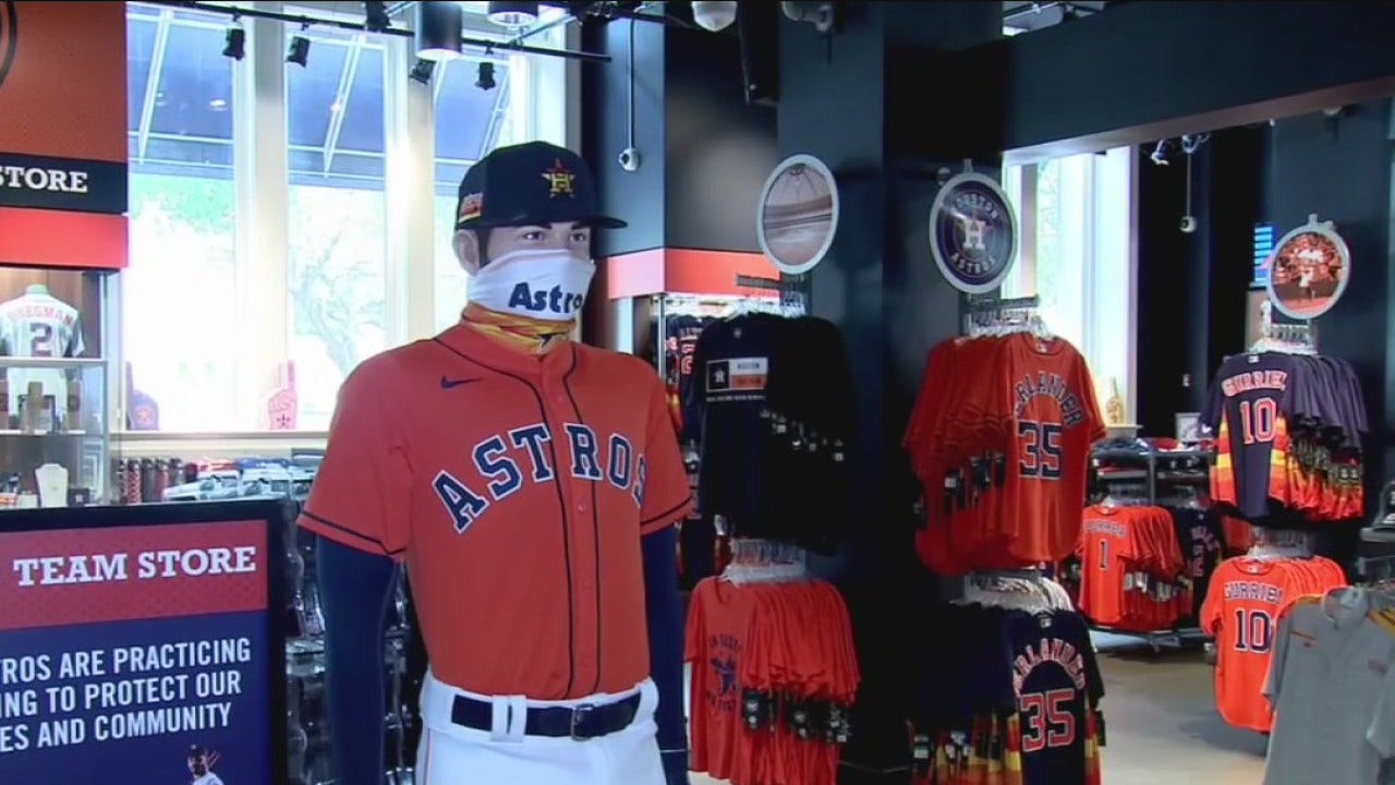 Fans shop in the Houston Astros team store prior to game one of