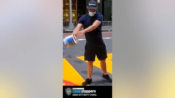 Cops search for man who threw red paint on BLM mural outside Trump Tower