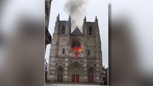 Historic Nantes cathedral damaged by fire