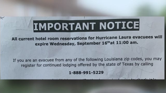 Hurricane Laura evacuees told to vacate hotel, reassigned to new one