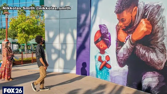 Houston artist in national spotlight for tribute to Chadwick Boseman