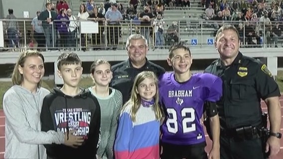 Houston police officers attend fallen sergeant's son's football game