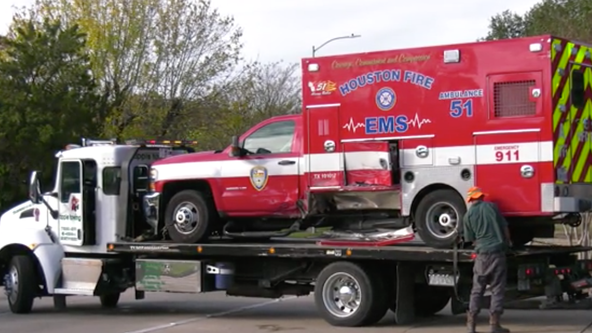 Drunk driver slams into ambulance outside of Houston Fire Station