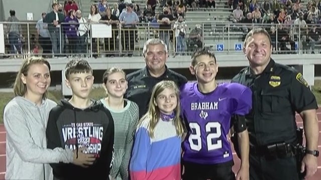 Houston police officers attend fallen sergeant's son's football game