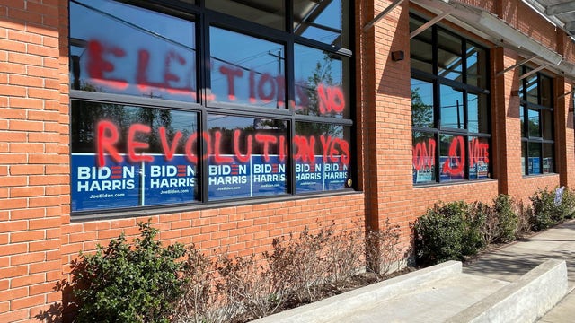 Harris County Democratic Party says headquarters vandalized with paint, glue