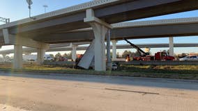 Man hospitalized after 18-wheeler falls from overpass in NW Harris County