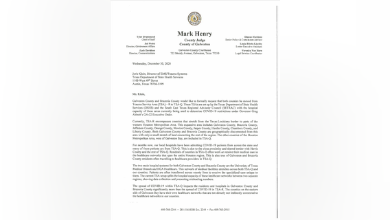 Galveston, Brazoria County requesting Trauma Service Area change