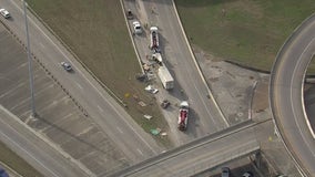 Traffic moving slowly after 18-wheeler crash on Interstate 10 Westbound at Eastex