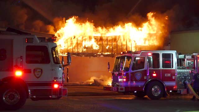 Crews battle 3-alarm fire at strip mall in north Houston