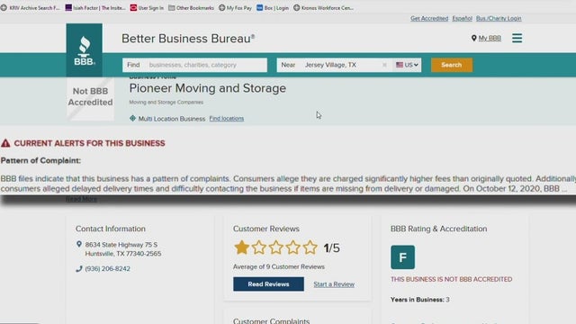 Houston couple struggles to get movers to deliver their items