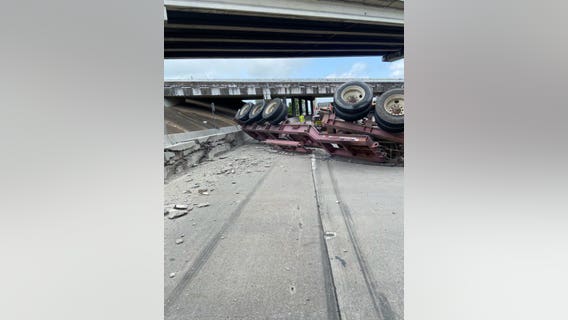 Gulf Freeway connector ramp to I-610 Eastbound closed following heavy truck crash