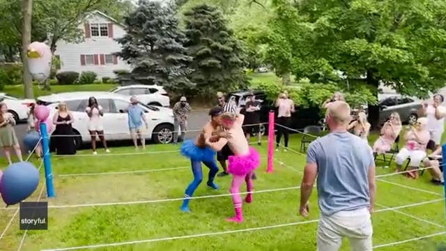 Couple stages pro wrestling-inspired gender reveal