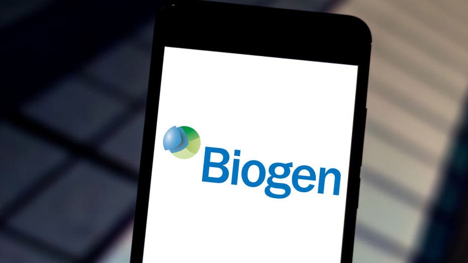 In this photo illustration a Biogen Idec logo seen displayed