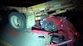 Driver dead, 5-year-old hospitalized after car crashes into 18-wheeler