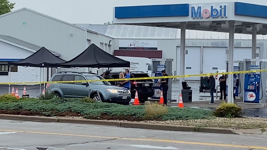 Active scene at Franksville Mobil gas station