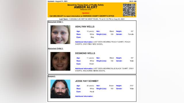 Amber Alert issued for two children, 10 and 11, last seen in Rusk