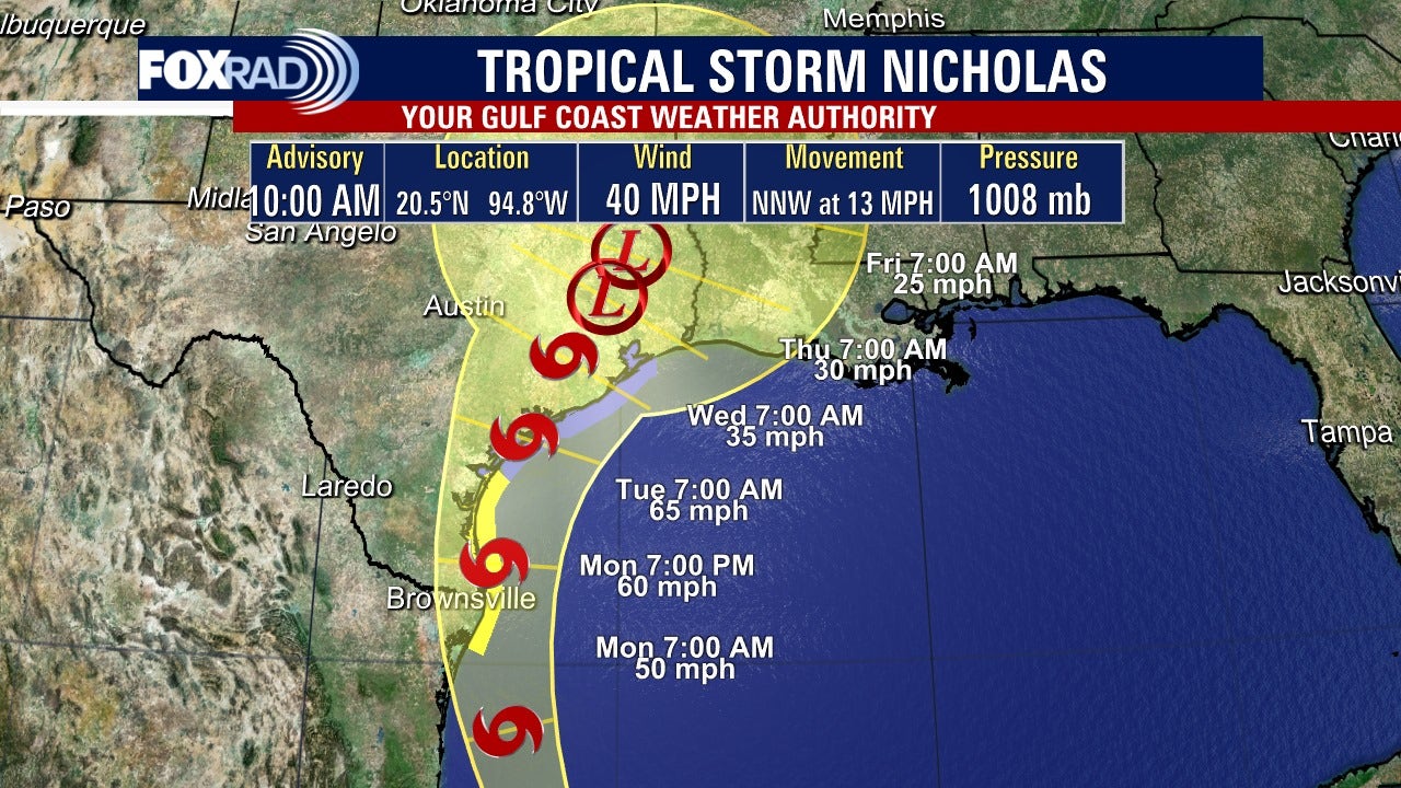 Tropical Storm Nicholas forms in Gulf of Mexico, expected to bring heavy rains to Houston