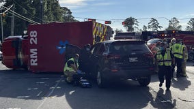 HFD ambulance flips in multi-vehicle crash on FM 1960 in Atascocita