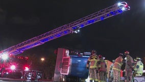 Driver hospitalized after 18-wheeler overturned on North Loop